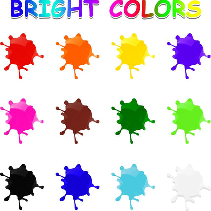 ABEIER Washable Finger Paint for Toddlers, Safe Non-Toxic, 12 Vibrant Colors (1.21fl oz), Baby Safe Paint for Hand and Feet, Mess Free Art Supplies for Kids, Preschool Learning Gifts, Ages 1-3 4 5 6+