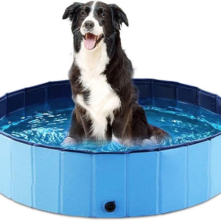Jasonwell Foldable Dog Pet Bath Pool Collapsible Dog Pet Pool Bathing Tub Kiddie Pool Doggie Wading Pool for Puppy Small Medium Large Dogs Cats and Kids 48" Blue