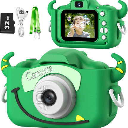 Goopow Kids Camera Toys for 3-8 Year Old Girls Boys,Children Digital Video Camcorder Camera with Cartoon Soft Cover, Best Chritmas Birthday Festival Gift for Kids - 32G SD Card Included