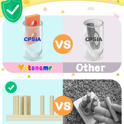 Yetonamr Montessori Toys for 1 2 3 Years Old Boys Girls Birthday Gifts, Wooden Sensory Toys for Ages 2-4 Kids Baby, Toddler Learning Toy Activities Puzzles Ages 1-3