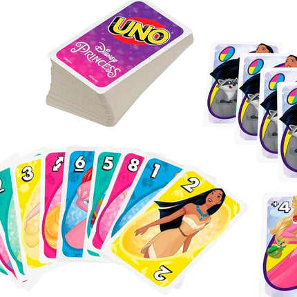 Mattel Games UNO Disney Princesses Card Game for Kids & Family Nights, Themed Deck & Special Rule for 2 to 10 Players