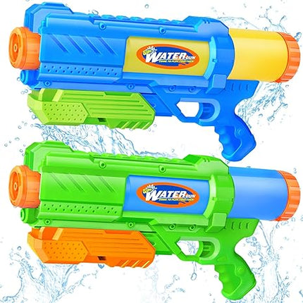 Super Water Gun for Kids Adults: 2 Pack Super Water Gun Soaker 1200cc Squirt Blasters with Impressive Range - Ideal Toys for Boys Girls Summer Outdoor Swimming Pool Water Toys Fun