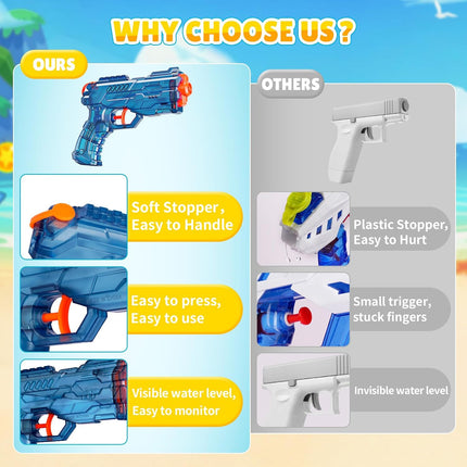 Water Gun for Kids - Squirt Gun Adults Summer Super Water Blaster Soaker Water Guns Toys for Boys Girls Toddler, 2 Pack Small Watergun for Swimming Pool Beach Yard Outdoor Fighting Toy๏ผBlue Orange