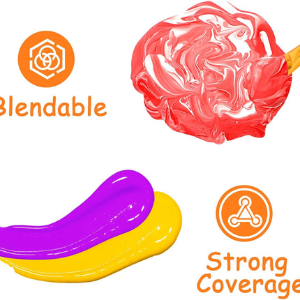 ABEIER Washable Finger Paint for Toddlers, Safe Non-Toxic, 12 Vibrant Colors (1.21fl oz), Baby Safe Paint for Hand and Feet, Mess Free Art Supplies for Kids, Preschool Learning Gifts, Ages 1-3 4 5 6+