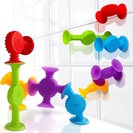 BUNMO Suction Bath Toys - Connect, Build, Create - Bath Toy - Hours of Fun & Creativity - Fine Motor Skills - Captivating & Stimulating Sensory Toy - Non-Mouthable Toy 3+ - Textured 10 Pack