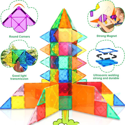 Magnetic Tiles Toddler Toys Magnetic Building Blocks for Kids Ages 3-12 STEM Educational Toys for Girls & Boys Sensory Play for Preschool Learning