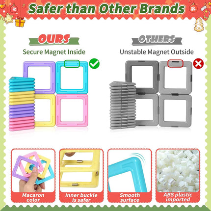 Toddler Girl Toys, Magnetic Tiles Basic Set, Birthday Gifts Ideas for Girls Age 3-5, Magnetic Building Blocks, Magnet STEM Montessori Toddler Kids Christmas Toys Gifts for 3 4 5 6 7 Year Old Girls