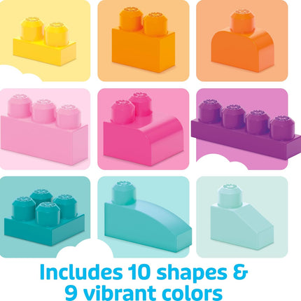 MEGA BLOKS First Builders Toddler Blocks Toys Set, Big Building Bag with 80 Pieces and Storage, Pink, Ages 1+ Years