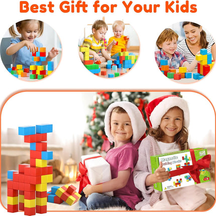 Magnetic Blocks,1.42 inch 32pcs Large Magnetic Building Block for Toddlers 3 4 5 6 7 8 Year Old Boys Girls Color Magnet Cubes Learning Toys for Kids 1-3 Sensory Toys Age 4-8 Gift