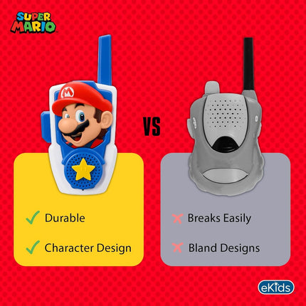 Super Mario Bros Walkie Talkies Kids Toys, Long Range, Two Way Static Free Handheld Radios, Designed for Indoor or Outdoor Games for Kids Aged 3 and Up