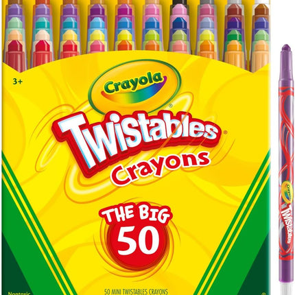 Kids Easter Basket Essentials & Stuffers, Crayola Mini Twistables Crayons for Kids (50ct), Arts & Crafts Supplies, Toddler Crayons for Coloring Books,