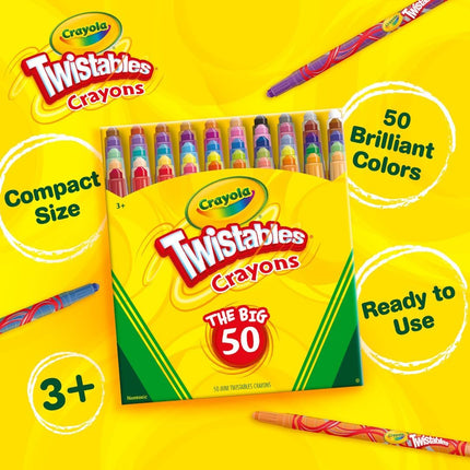 Kids Easter Basket Essentials & Stuffers, Crayola Mini Twistables Crayons for Kids (50ct), Arts & Crafts Supplies, Toddler Crayons for Coloring Books,