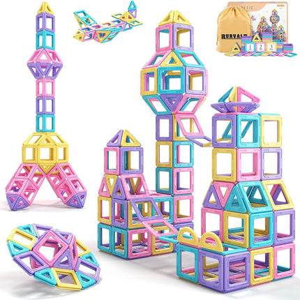 Toddler Girl Toys, Magnetic Tiles Basic Set, Birthday Gifts Ideas for Girls Age 3-5, Magnetic Building Blocks, Magnet STEM Montessori Toddler Kids Christmas Toys Gifts for 3 4 5 6 7 Year Old Girls