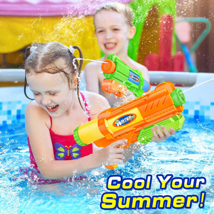 Super Water Gun for Kids Adults: 2 Pack Super Water Gun Soaker 1200cc Squirt Blasters with Impressive Range - Ideal Toys for Boys Girls Summer Outdoor Swimming Pool Water Toys Fun