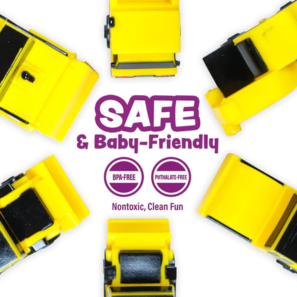 Tub Works® Construction™ Trucks Mold Free Bath Toys, 6 Pack | Sealed, No Hole Bath Toys Design Keeps Moisture Out | Soft, Squeezable & Float on Water | Baby & Toddler Bath Toys | Kids Car Bath Toys