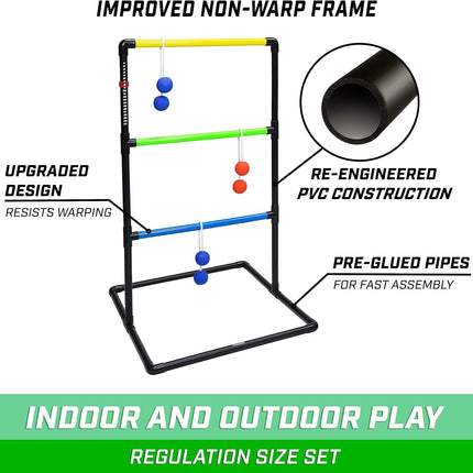 GoSports Ladder Toss Indoor & Outdoor Game Set with 6 Soft Rubber Bolo Balls and Travel Carrying Case - Choose Pro or Classic