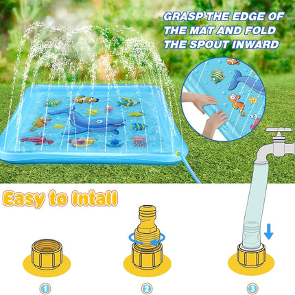 Growsland Splash Pad for Toddlers, Outdoor Sprinkler for Kids, 67" Summer Water Toys Inflatable Wading Baby Pool Fun Gifts for 3 4 5 6 7 8 9 Years Old Boy Girl Backyard Garden Lawn Outdoor Games
