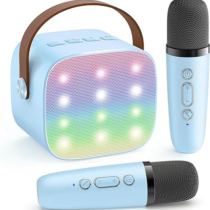 YLL Mini Karaoke Machine with 2 Wireless Microphones, TOP Kids Gifts for Girls Ages 3, 4, 5, 6, 7, 8, 9,10,11,12 +Year Old, 4-12 Years Old Birthday Toy Gift for Girls Boys Party (Purple)