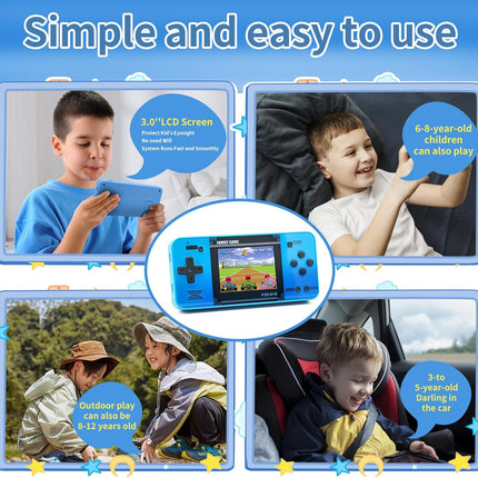 Handheld Game for Kids -Preloaded 220 Retro Video Games, Portable Gaming Player with Rechargeable Battery 3.0" LCD Screen, Mini Arcade Electronic Toy Gifts for Boys Girls (Blue)