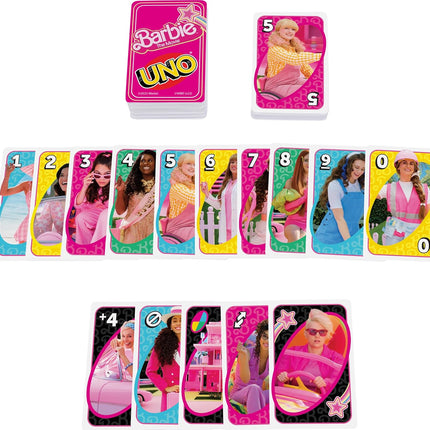 Mattel Games UNO Barbie The Movie Card Game for Kids & Adults Featuring Characters Graphics & Special Rule, 2 to 10 Players