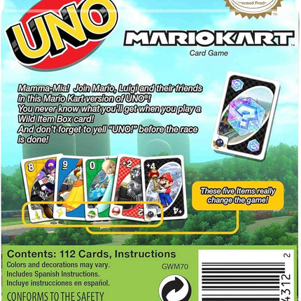 Mattel Games UNO Mario Kart Card Game for Kids, Adults, Families & Parties with Special Rule for 2 to 10 Players