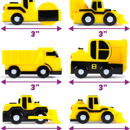 Tub Works® Construction™ Trucks Mold Free Bath Toys, 6 Pack | Sealed, No Hole Bath Toys Design Keeps Moisture Out | Soft, Squeezable & Float on Water | Baby & Toddler Bath Toys | Kids Car Bath Toys