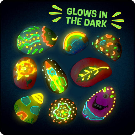Dan&Darci Kids Rock Painting Kit - Glow in The Dark - Arts & Crafts Gifts for Boys and Girls Ages 6-12 - Craft Activities Kits - Creative Art Toys for 6, 7, 8, 9, 10, 11 & 12 Year Old Kid