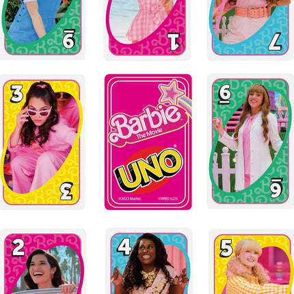Mattel Games UNO Barbie The Movie Card Game for Kids & Adults Featuring Characters Graphics & Special Rule, 2 to 10 Players
