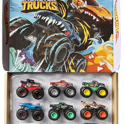 Hot Wheels Monster Trucks 2-Pack, Demolition Doubles Set of 2 Toy Vehicles in 1:64 Scale, for Kids & Collectors (Styles May Vary)