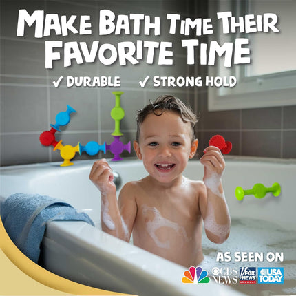 BUNMO Suction Bath Toys - Connect, Build, Create - Bath Toy - Hours of Fun & Creativity - Fine Motor Skills - Captivating & Stimulating Sensory Toy - Non-Mouthable Toy 3+ - Textured 10 Pack