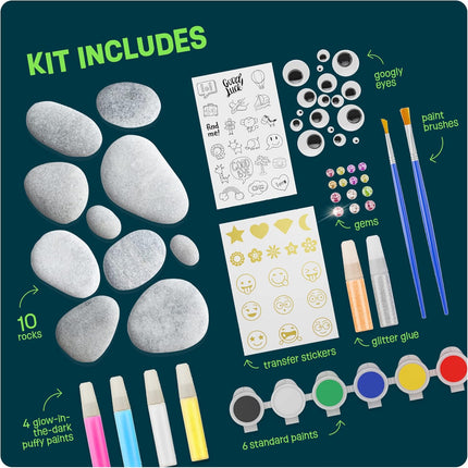 Dan&Darci Kids Rock Painting Kit - Glow in The Dark - Arts & Crafts Gifts for Boys and Girls Ages 6-12 - Craft Activities Kits - Creative Art Toys for 6, 7, 8, 9, 10, 11 & 12 Year Old Kid