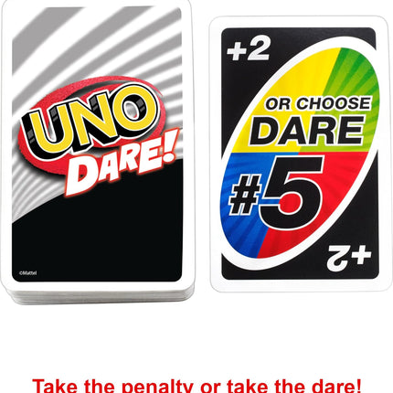 Mattel Games UNO Dare Card Game for Families & Parties Featuring Challenging & Silly Dares from 3 Different Categories