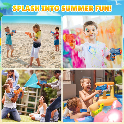 Water Gun for Kids - Squirt Gun Adults Summer Super Water Blaster Soaker Water Guns Toys for Boys Girls Toddler, 2 Pack Small Watergun for Swimming Pool Beach Yard Outdoor Fighting Toy๏ผBlue Orange