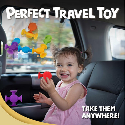 BUNMO Suction Bath Toys - Connect, Build, Create - Bath Toy - Hours of Fun & Creativity - Fine Motor Skills - Captivating & Stimulating Sensory Toy - Non-Mouthable Toy 3+ - Textured 10 Pack