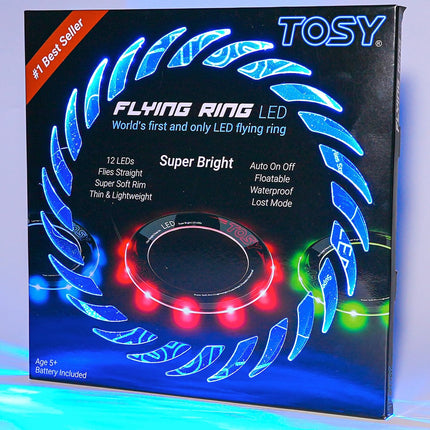 TOSY Flying Ring - 16 Million Color RGB LEDs or 12 LEDs, Super Bright, Lost Mode, Auto Light Up, Camping Essentials for Kids/Teens/Boy/Girl, Safe & Soft, Waterproof, Pool/Beach Games, Lightweight Toy