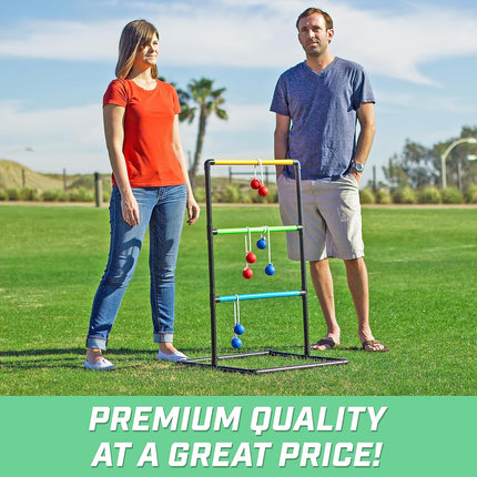 GoSports Ladder Toss Indoor & Outdoor Game Set with 6 Soft Rubber Bolo Balls and Travel Carrying Case - Choose Pro or Classic