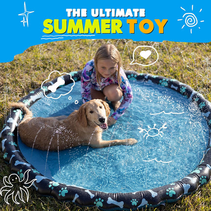 SplashEZ Non Slip Splash Pad for Kids & Dogs, 69’’ Extra Large Splash Pad Sprinkler for Kids, Dog Water Summer Toys - Great Outdoor Toys for Toddlers 1-3 & Children Ages 4-8, Baby Pool for Backyard
