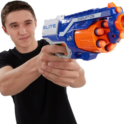 NERF Disruptor Elite Blaster - 6-Dart Rotating Drum, Slam Fire, Includes 6 Official Nerf Elite Darts - for Kids, Teens, Adults