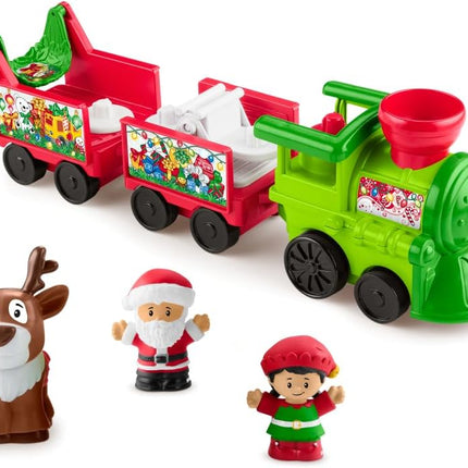 Fisher-Price Little People Toddler Toy Musical Christmas Train with Santa Elf & Reindeer Figures for Pretend Play Kids Ages 1+ Years