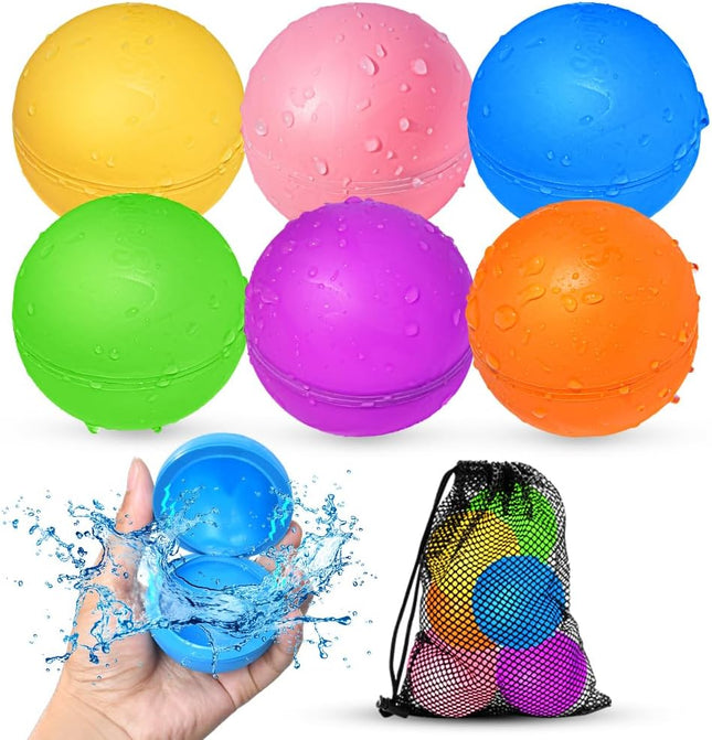 SOPPYCID 12Pcs Reusable Water Balloons, Pool Beach Water Toys for Boys and Girls, Outdoor Summer Toys for Kids Ages 3-12, Magnetic Water Ball for Outdoor Activities