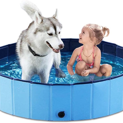 Jasonwell Foldable Dog Pet Bath Pool Collapsible Dog Pet Pool Bathing Tub Kiddie Pool Doggie Wading Pool for Puppy Small Medium Large Dogs Cats and Kids 48" Blue