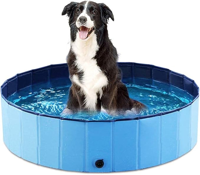 Jasonwell Foldable Dog Pet Bath Pool Collapsible Dog Pet Pool Bathing Tub Kiddie Pool Doggie Wading Pool for Puppy Small Medium Large Dogs Cats and Kids 48" Blue