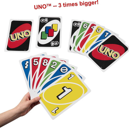 Mattel Games Giant UNO Card Game for Kids, Adults & Family Night with Oversized & Features for 2 to 10 Players