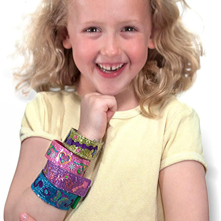 Melissa & Doug Design-Your-Own Bracelets with 100+ Sparkle Gem & Glitter Stickers, Kids Snap Bracelets, Stickers & Jewelry Crafts, Preschool Toys for Girls & Boys Ages 4+