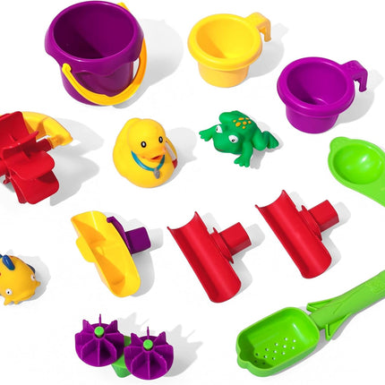 Step2 Rain Showers Splash Pond Toddler Water Table, Kids Water and Sand Activity Sensory Playset, Summer Outdoor Toys, 13 Piece Toy Accessories, For Toddles 1.5+ Years Old