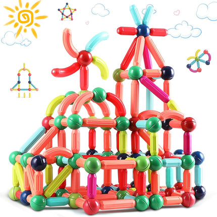 BAKAM Magnetic Building Blocks for Kids Ages 4-8, STEM Construction Toys for Boys and Girls, Large Size Magnetic Sticks and Balls Game Set for Kid’s Early Educational Learning (64PCS)