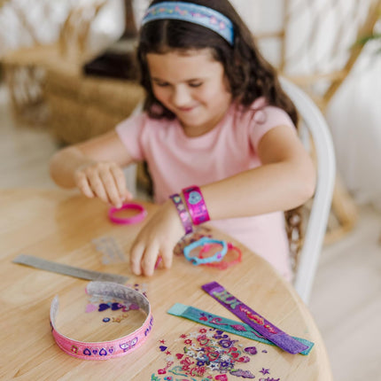 Melissa & Doug Design-Your-Own Bracelets with 100+ Sparkle Gem & Glitter Stickers, Kids Snap Bracelets, Stickers & Jewelry Crafts, Preschool Toys for Girls & Boys Ages 4+