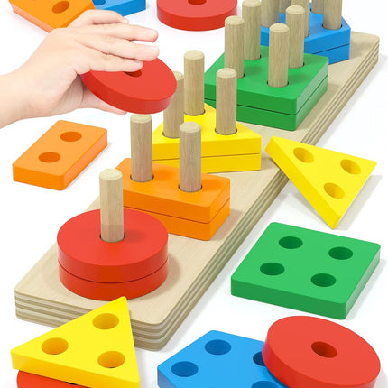 Yetonamr Montessori Toys for 1 2 3 Years Old Boys Girls Birthday Gifts, Wooden Sensory Toys for Ages 2-4 Kids Baby, Toddler Learning Toy Activities Puzzles Ages 1-3