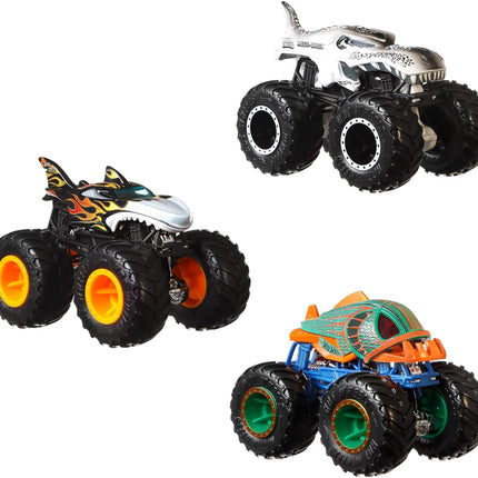 Hot Wheels Monster Trucks 2-Pack, Demolition Doubles Set of 2 Toy Vehicles in 1:64 Scale, for Kids & Collectors (Styles May Vary)