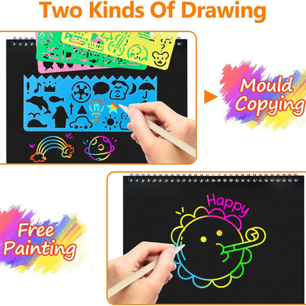 Stocking Stuffers for Kids Teen Girls: Scratch Paper Art Crafts Back to School Teacher Supplies Game Party Favors Activities Toys for Boy Ages 3-12 Years Old Valentines Birthday Gifts 2 Pack